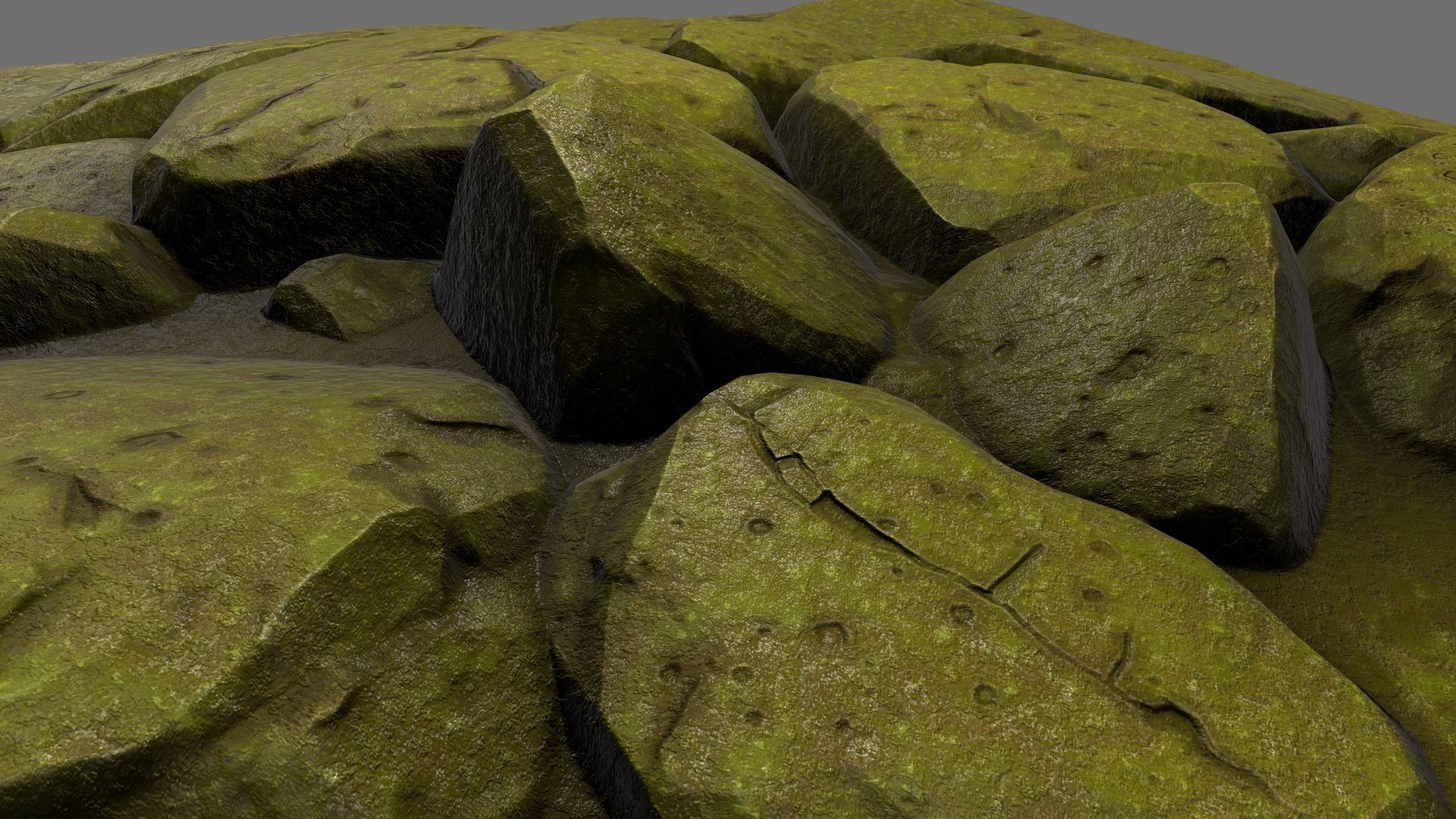 rock moss 1 Low-poly 3D model_1