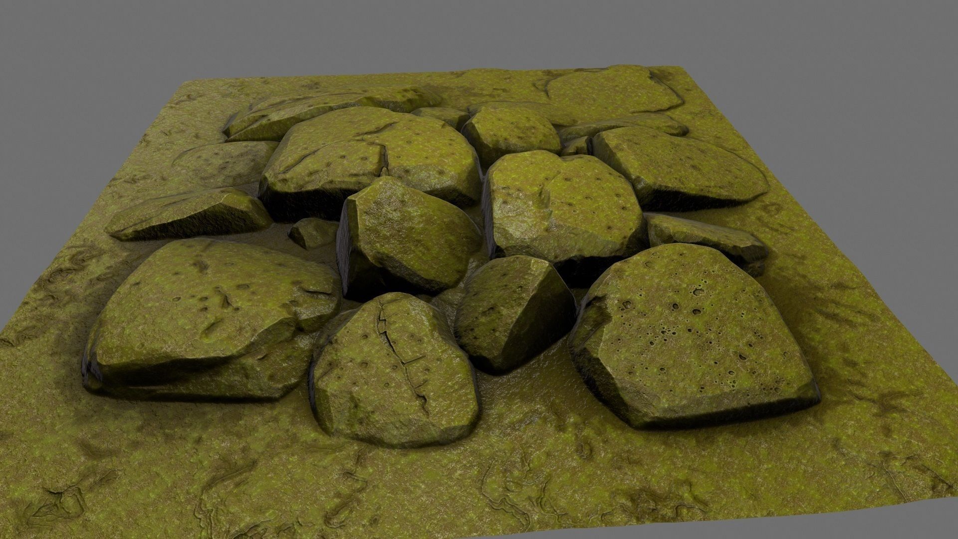 rock moss 1 Low-poly 3D model_10