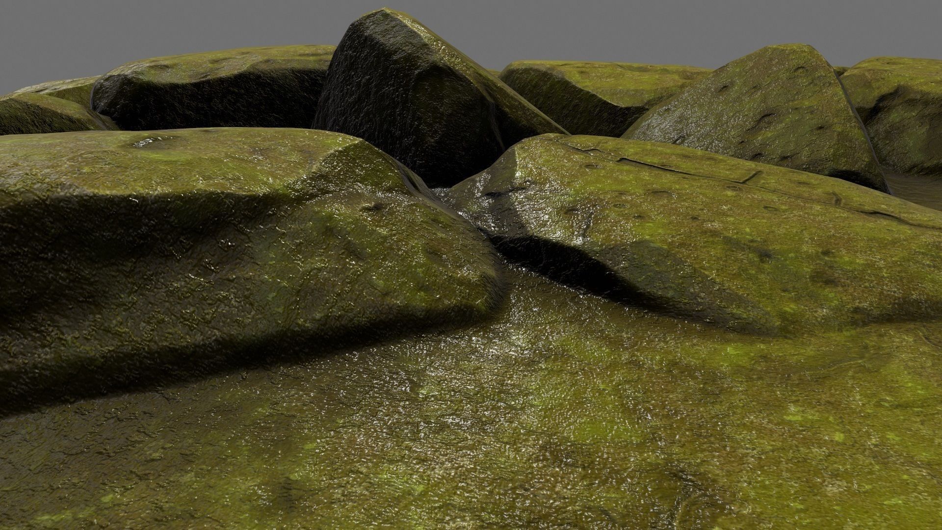 rock moss 1 Low-poly 3D model_4