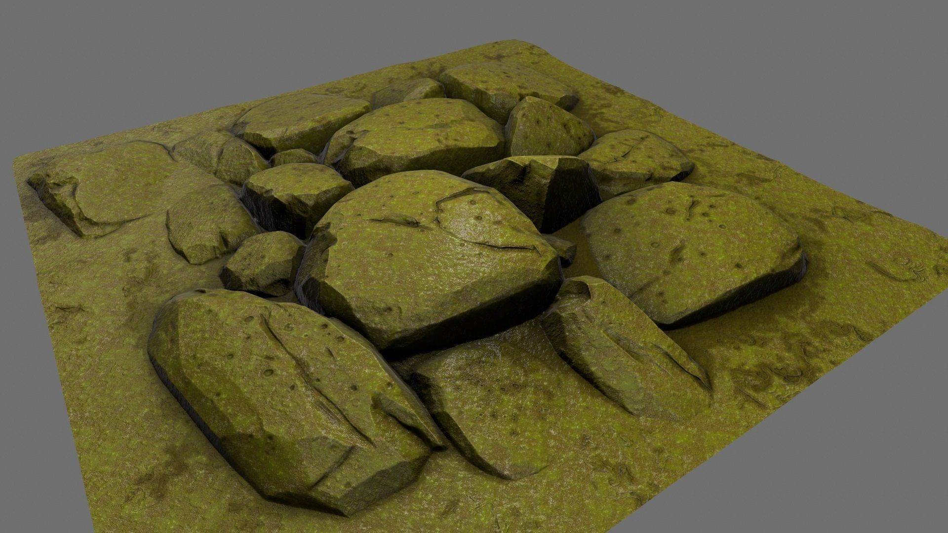 rock moss 1 Low-poly 3D model_9