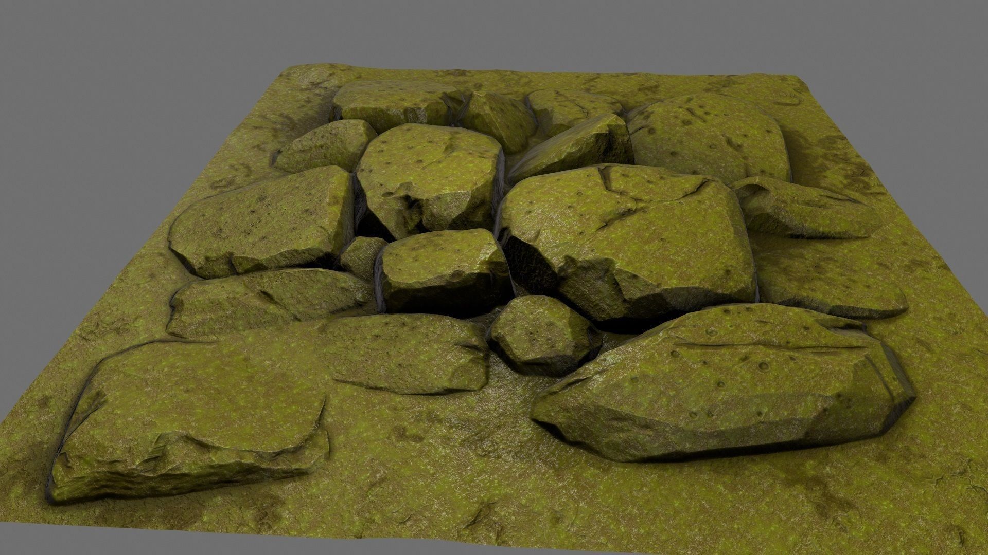 rock moss 1 Low-poly 3D model_8