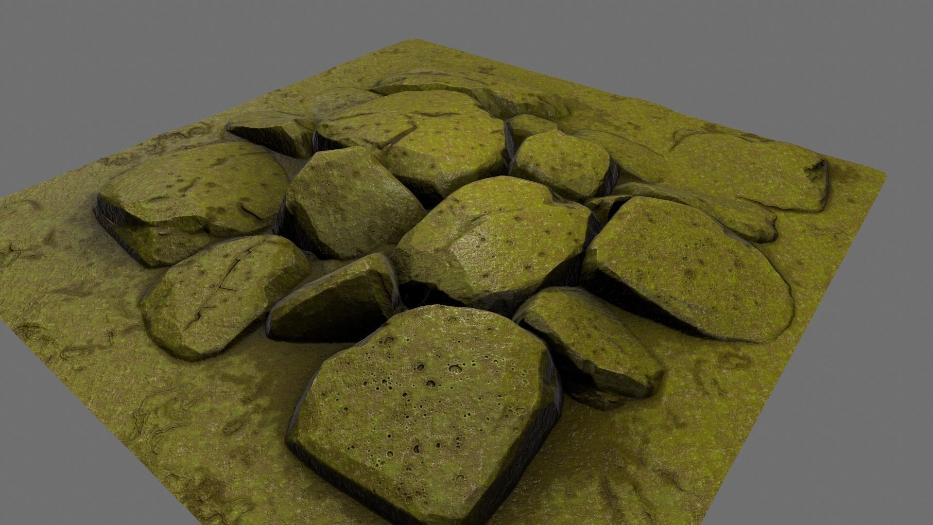 rock moss 1 Low-poly 3D model_6