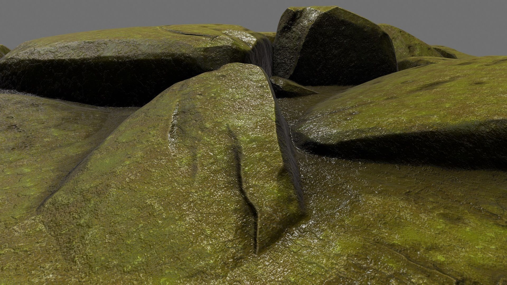 rock moss 1 Low-poly 3D model_2