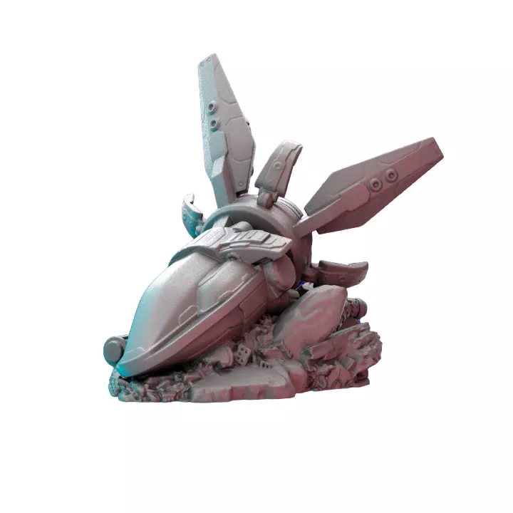 Crashed Starship I - Tabletop RPG Miniature 3D print model