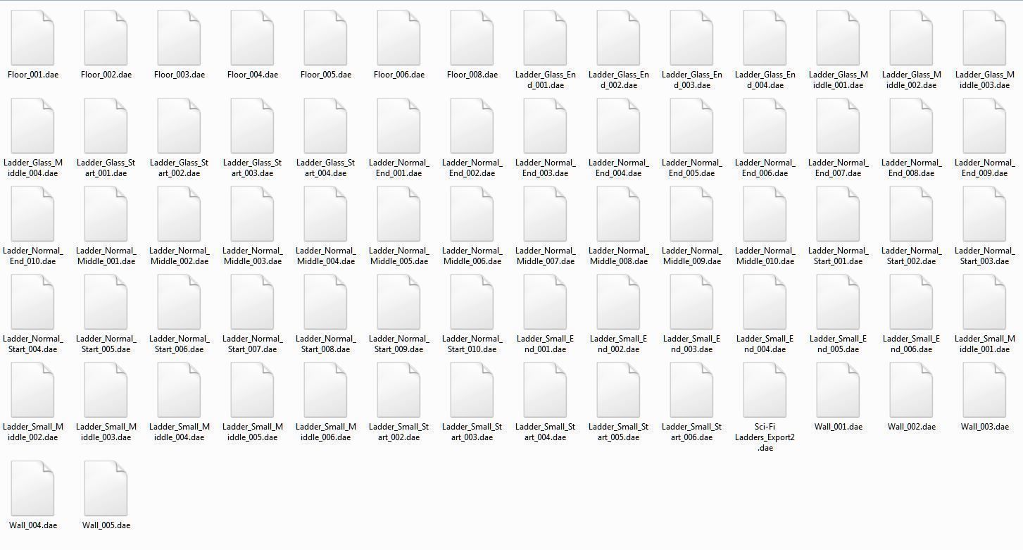 Futuristic Ladders and Stairs Package Blue Version Low-poly 3D model_58