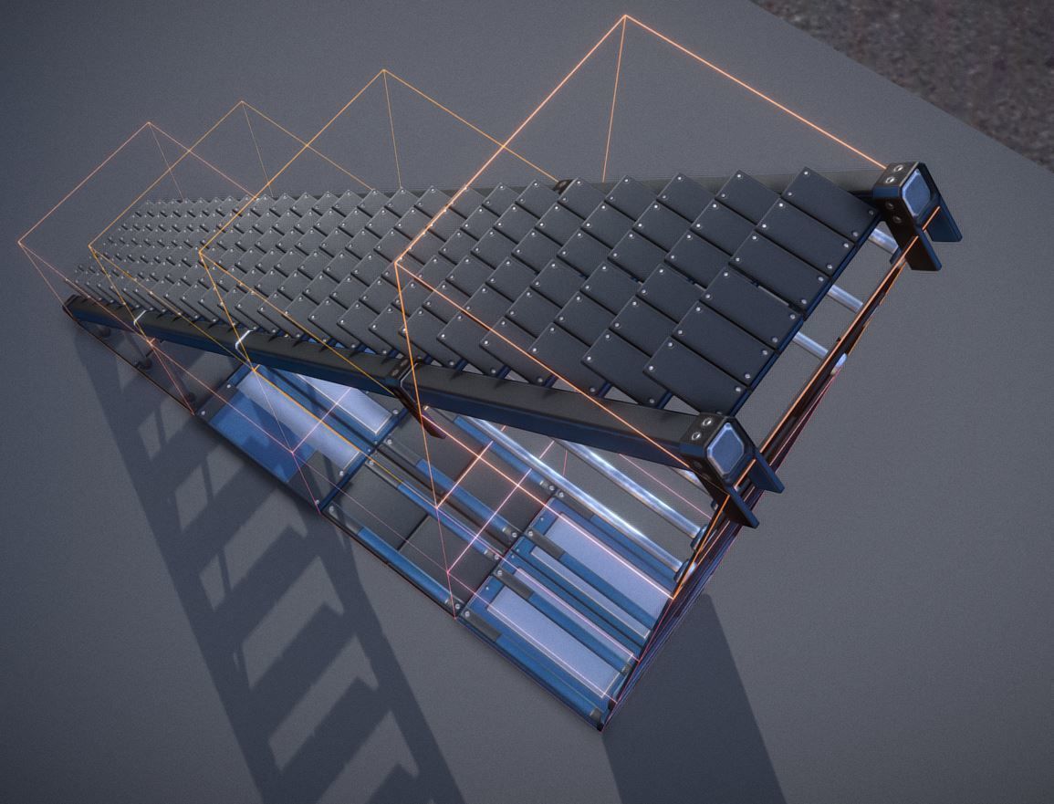 Futuristic Ladders and Stairs Package Blue Version Low-poly 3D model_4