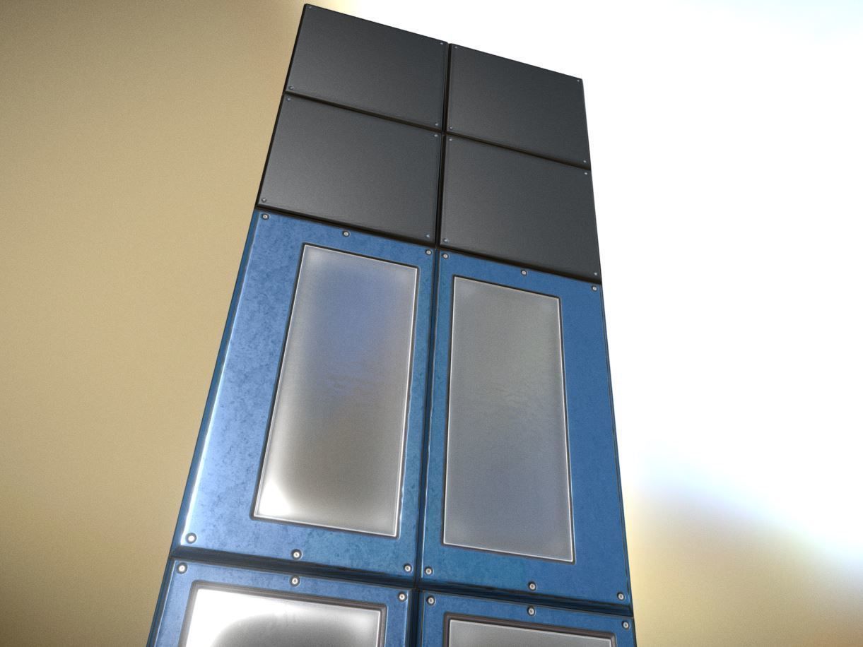 Futuristic Ladders and Stairs Package Blue Version Low-poly 3D model_16