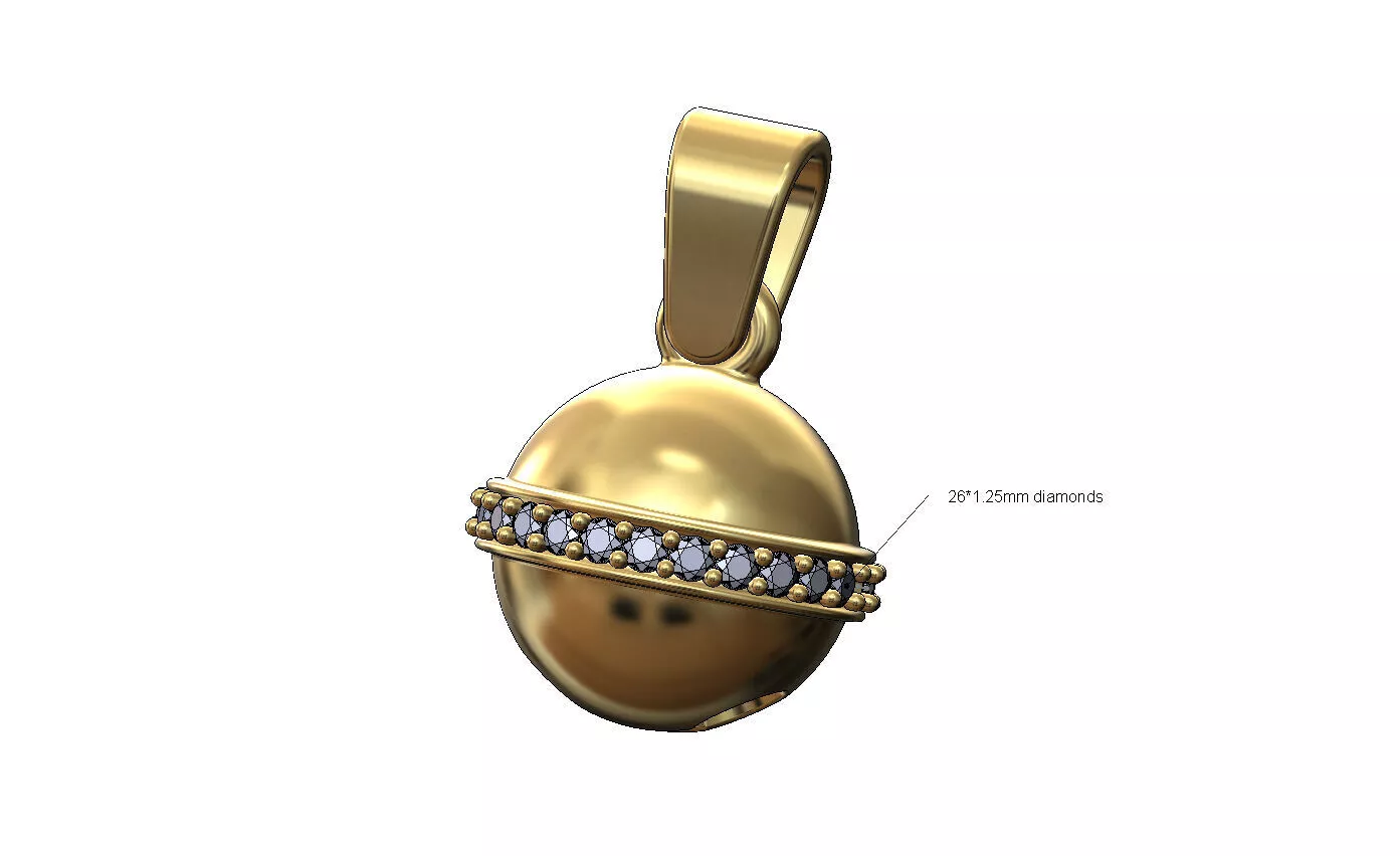 Diamond bell shaped pendant charm size 10mm 3D print model