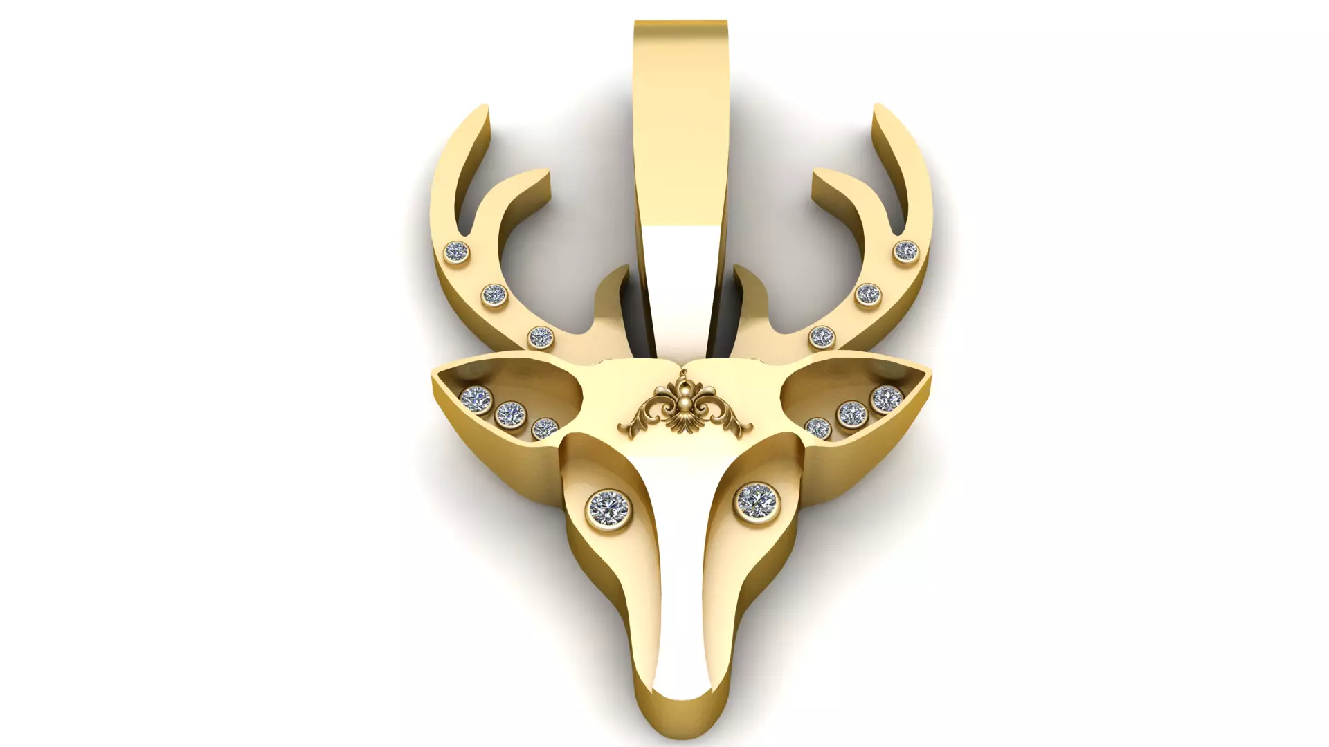 Majestic Deer Head Diamond Pendant 3D print model