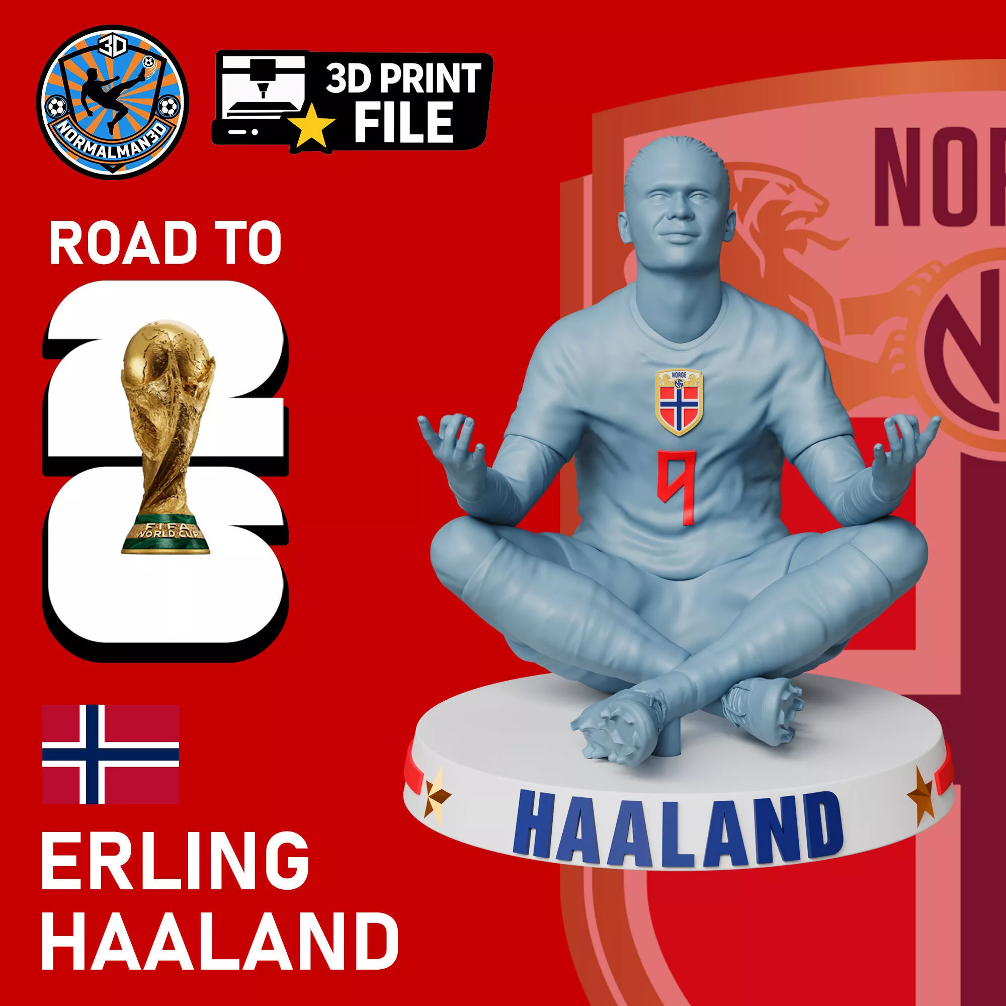 Erling Haaland Norway 3D Printable Figure World Cup 2026 STL 3D print model