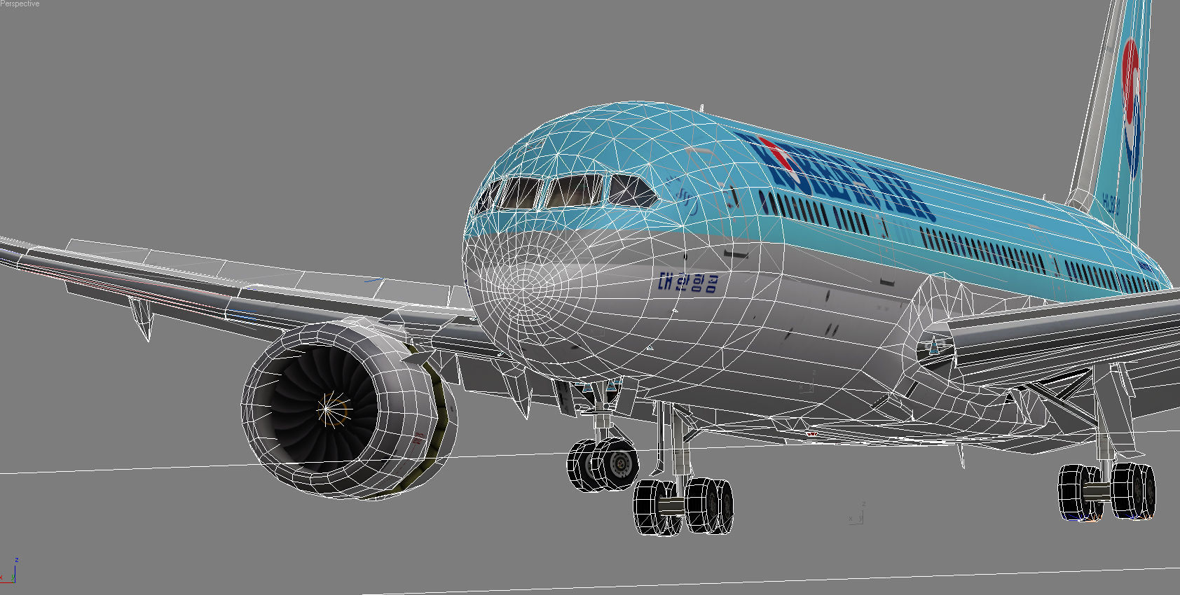 Boeing 787-9 Korean Air livery Low-poly 3D model_10