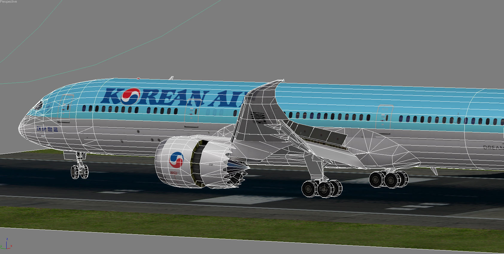 Boeing 787-9 Korean Air livery Low-poly 3D model_14