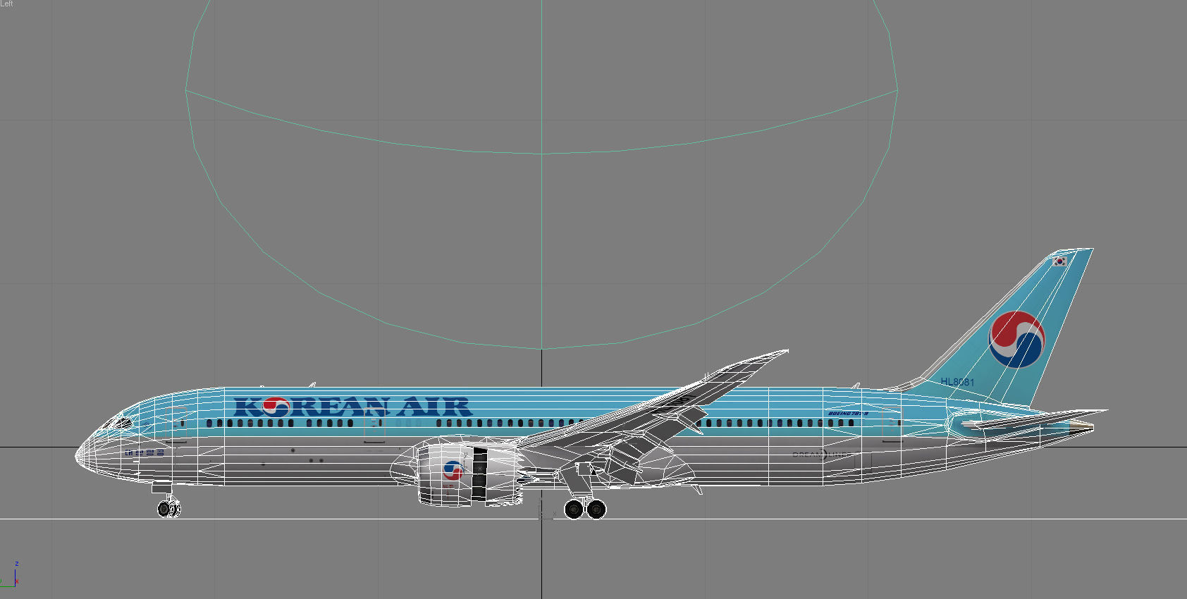 Boeing 787-9 Korean Air livery Low-poly 3D model_16
