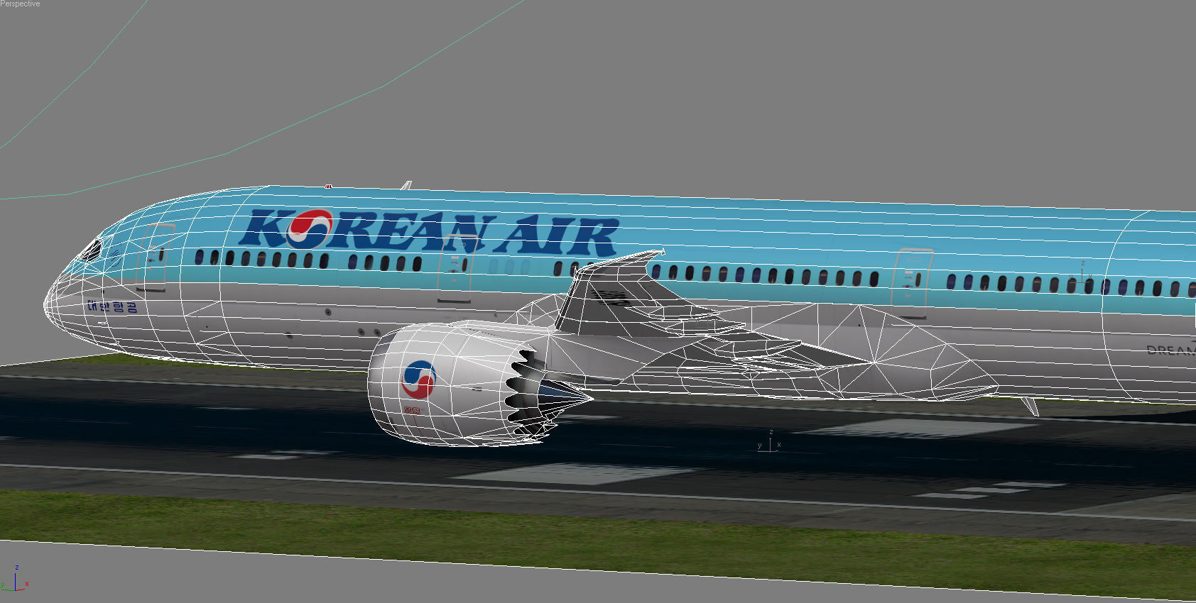 Boeing 787-9 Korean Air livery Low-poly 3D model_15