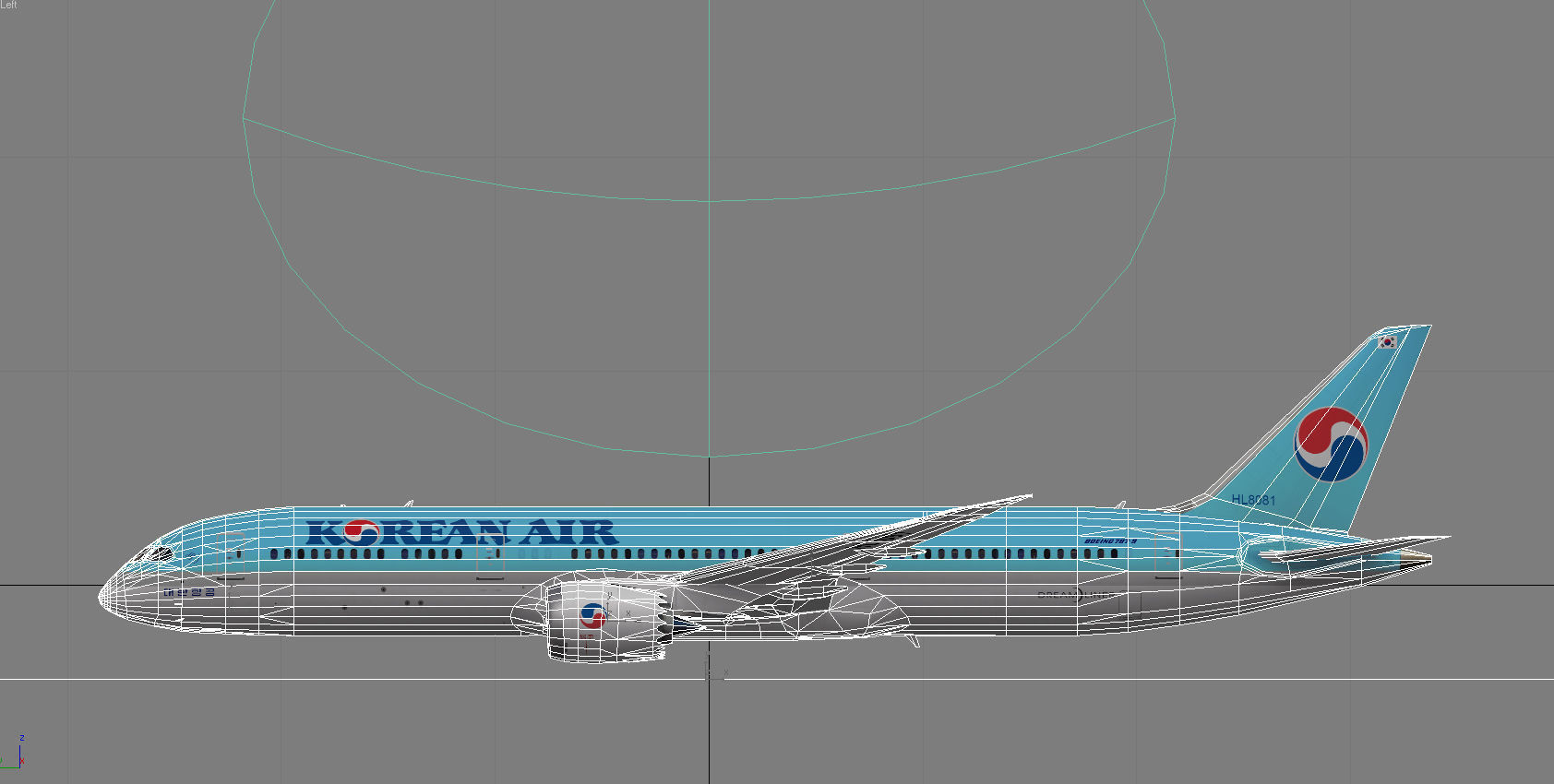 Boeing 787-9 Korean Air livery Low-poly 3D model_17