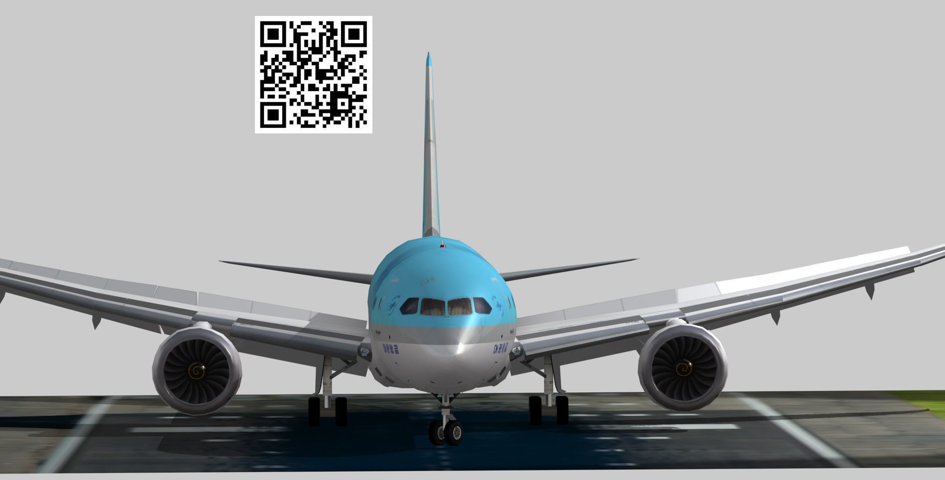 Boeing 787-9 Korean Air livery Low-poly 3D model_4