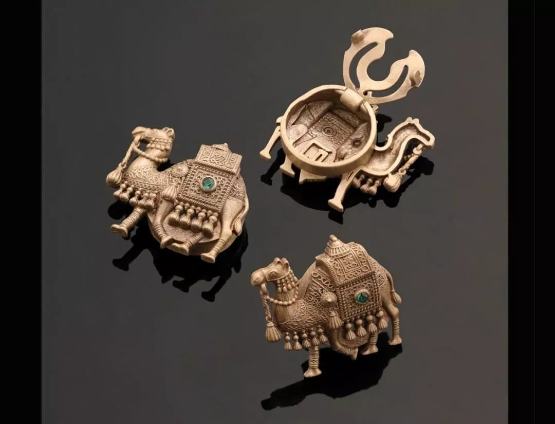 camel locket gold silver pendent 3D print model