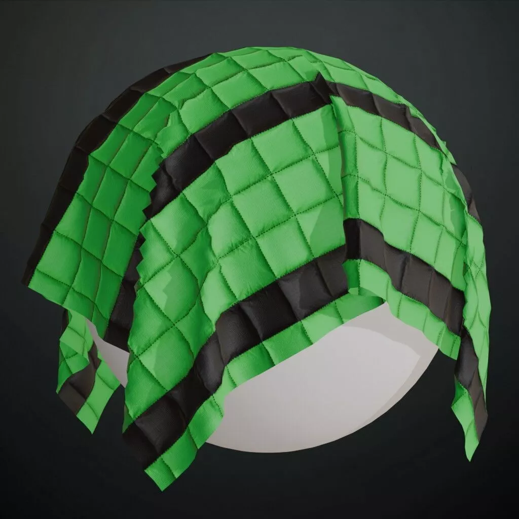 Green Black Fabric Padded Polyester PBR Seamless Texture