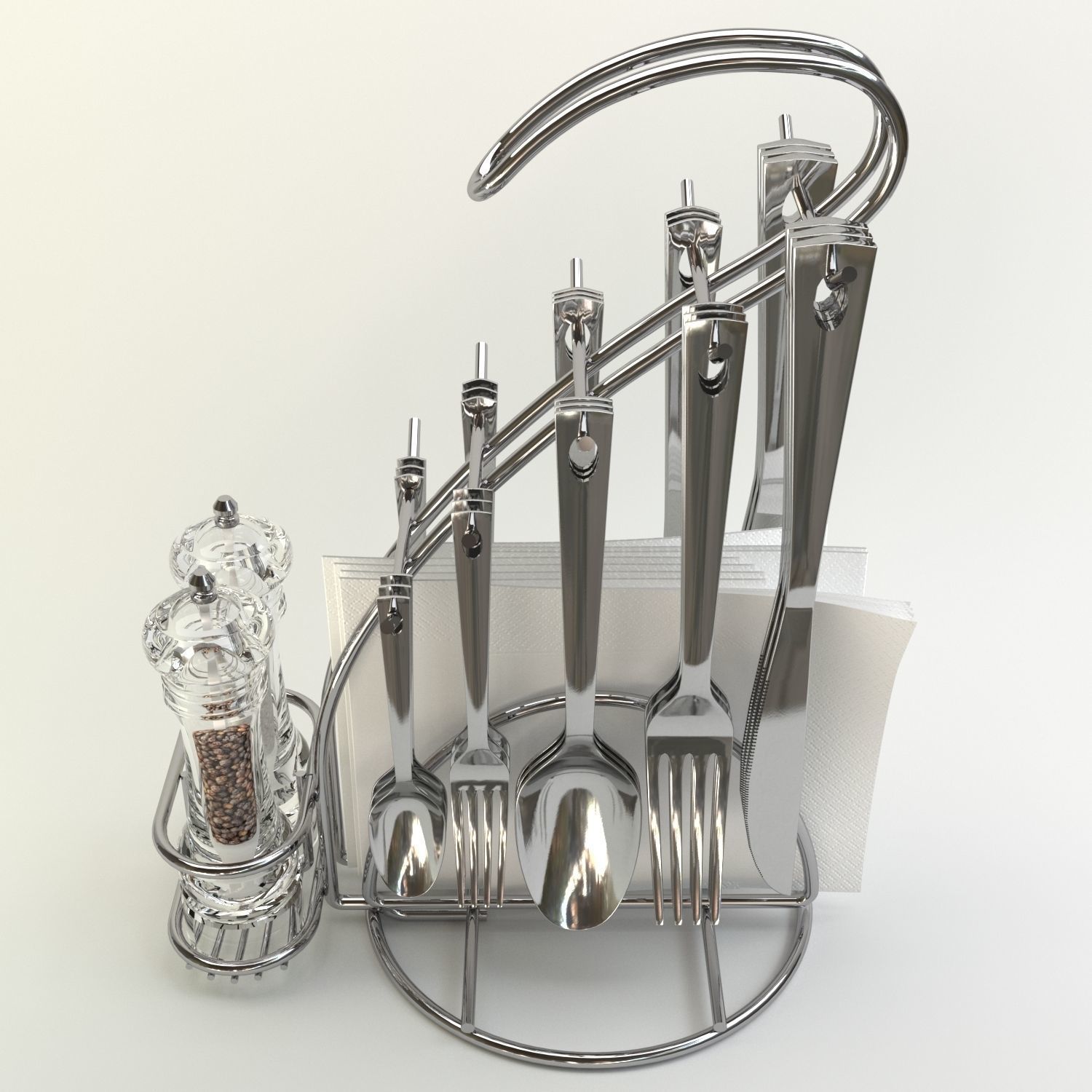 cutlery stand with pepper pot 3D model_8