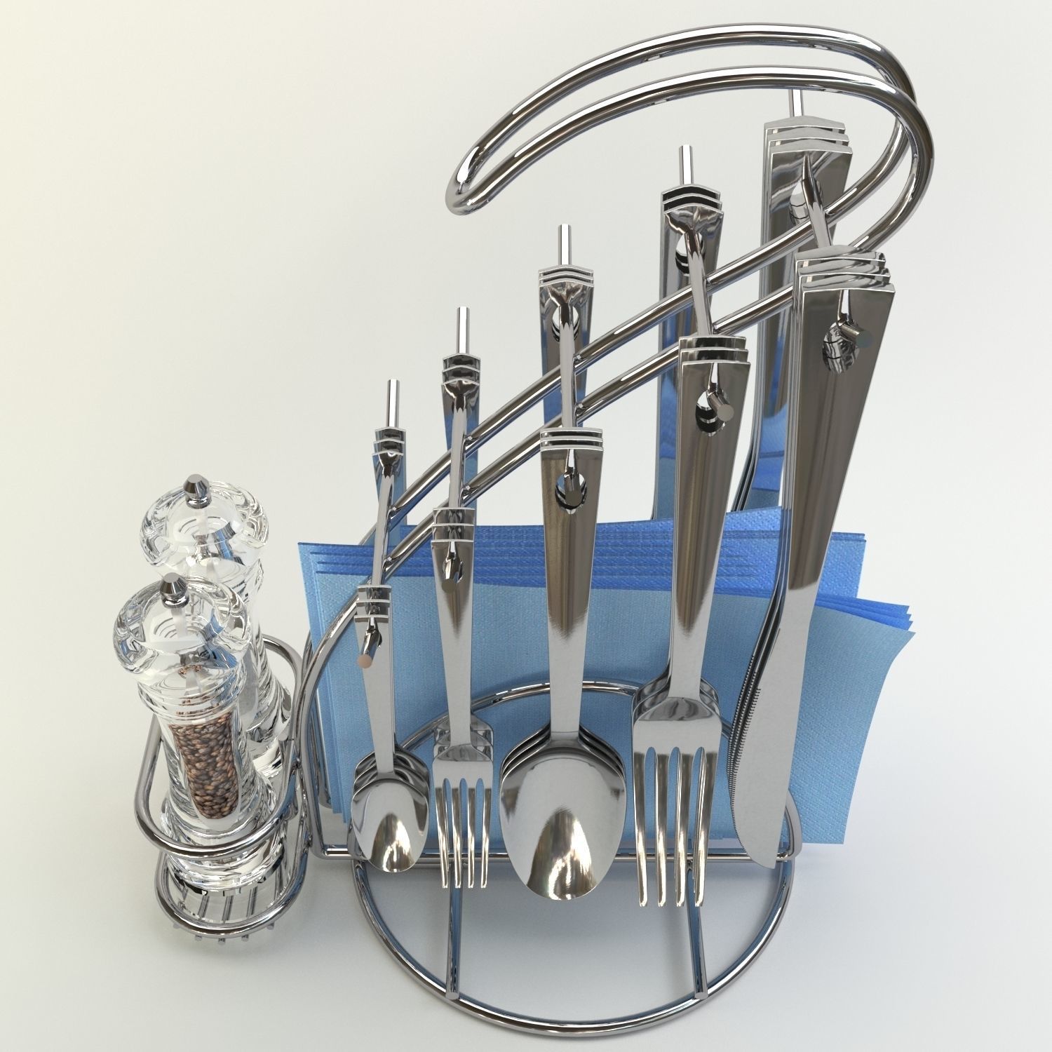 cutlery stand with pepper pot 3D model_5