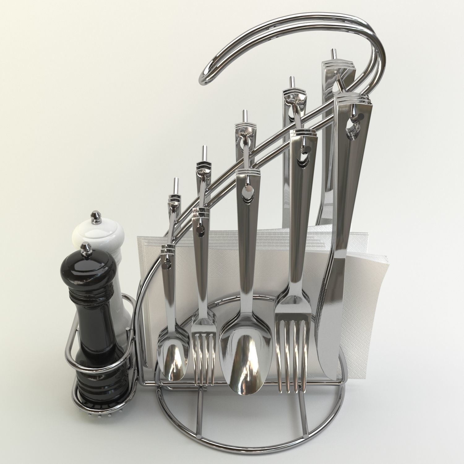 cutlery stand with pepper pot 3D model_2
