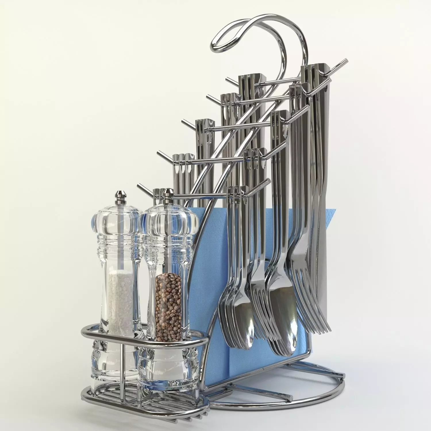 cutlery stand with pepper pot 3D model_0