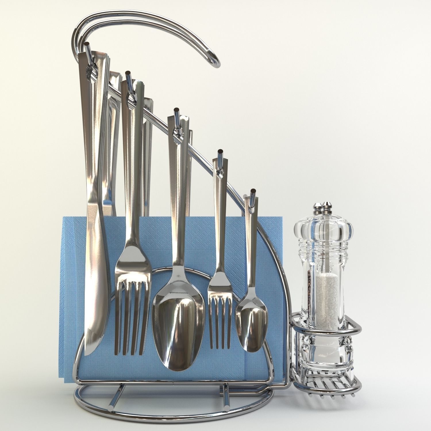 cutlery stand with pepper pot 3D model_4