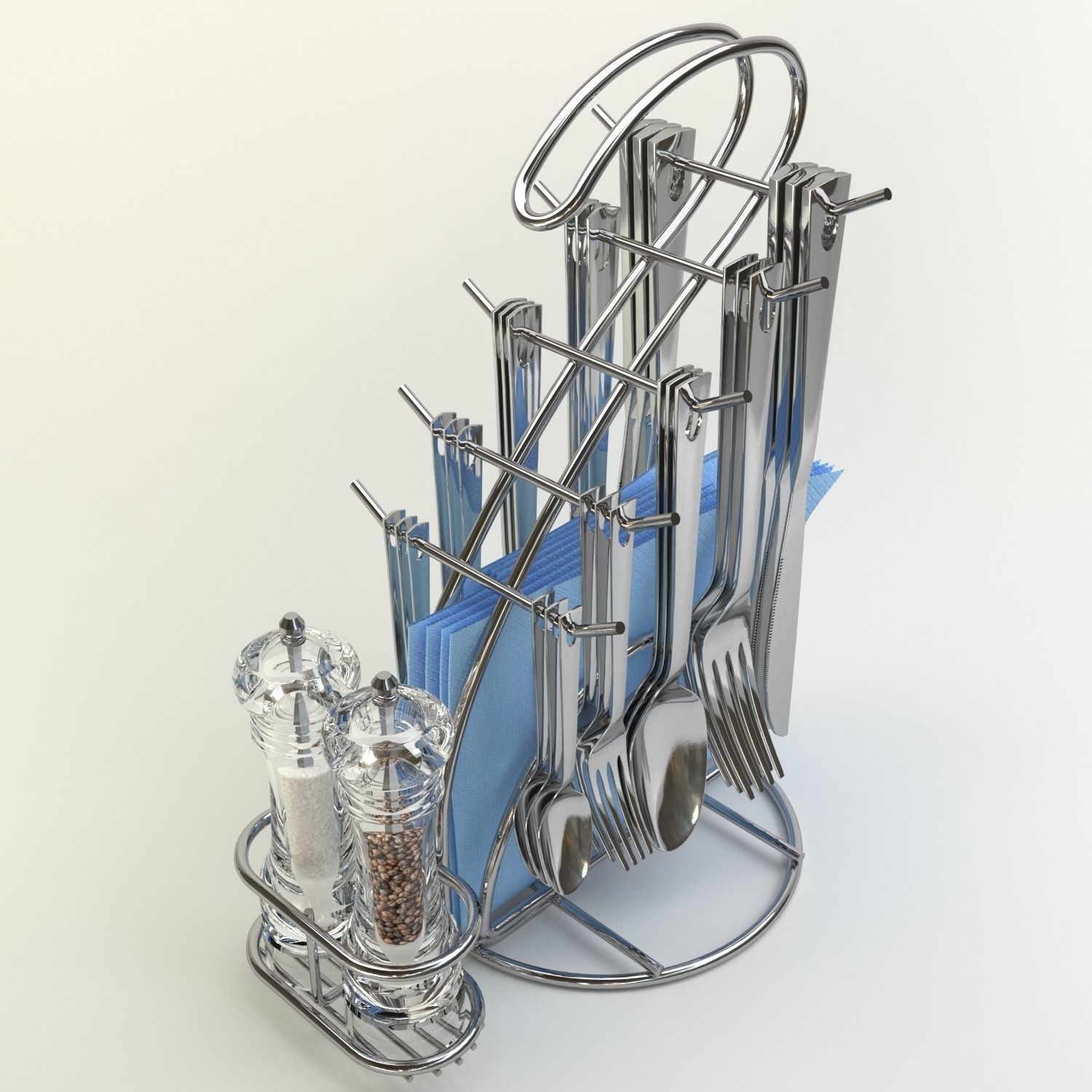 cutlery stand with pepper pot 3D model_6