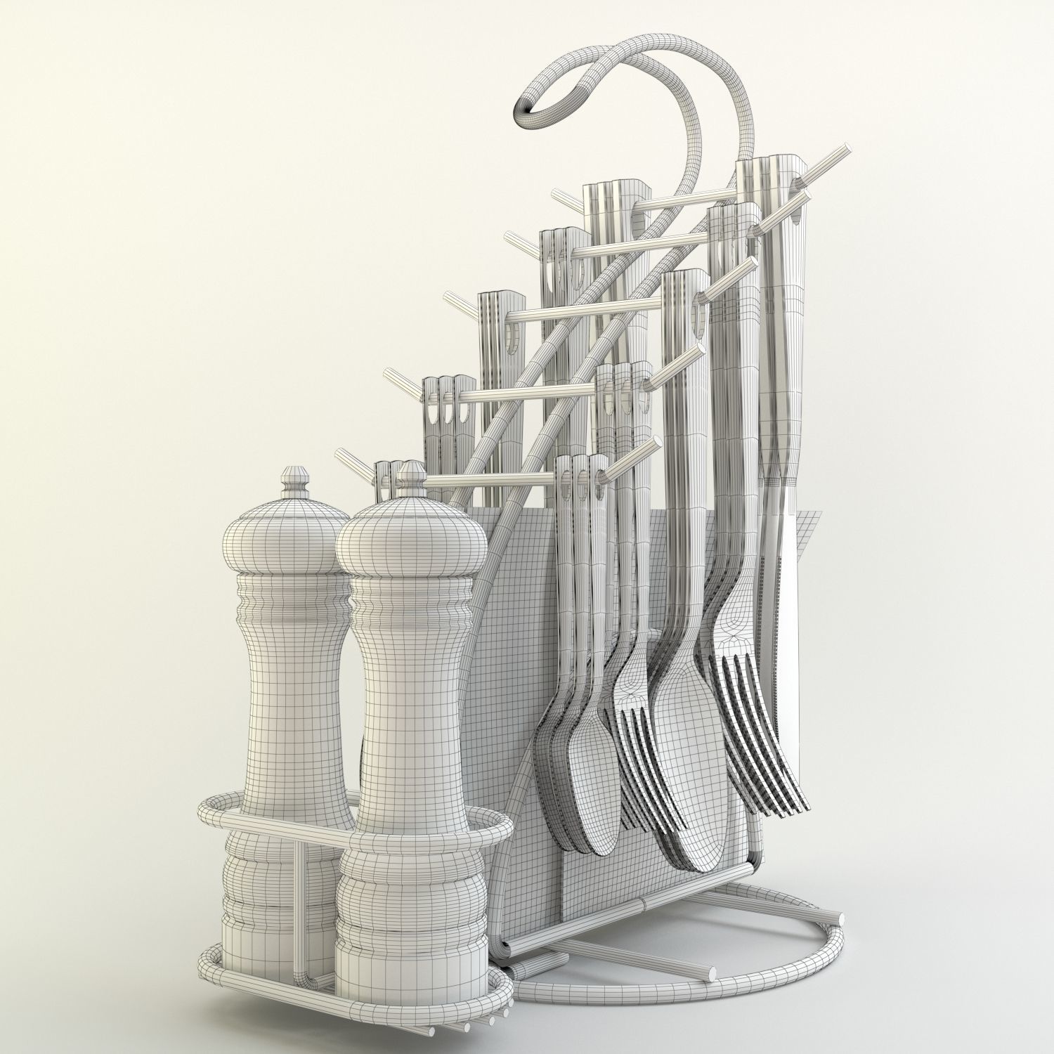 cutlery stand with pepper pot 3D model_17