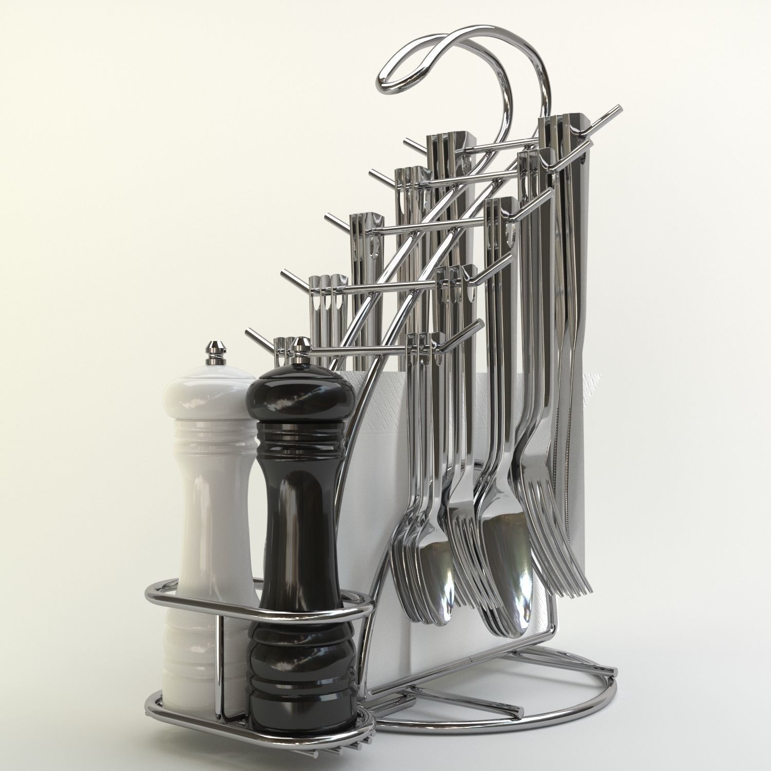 cutlery stand with pepper pot 3D model_1
