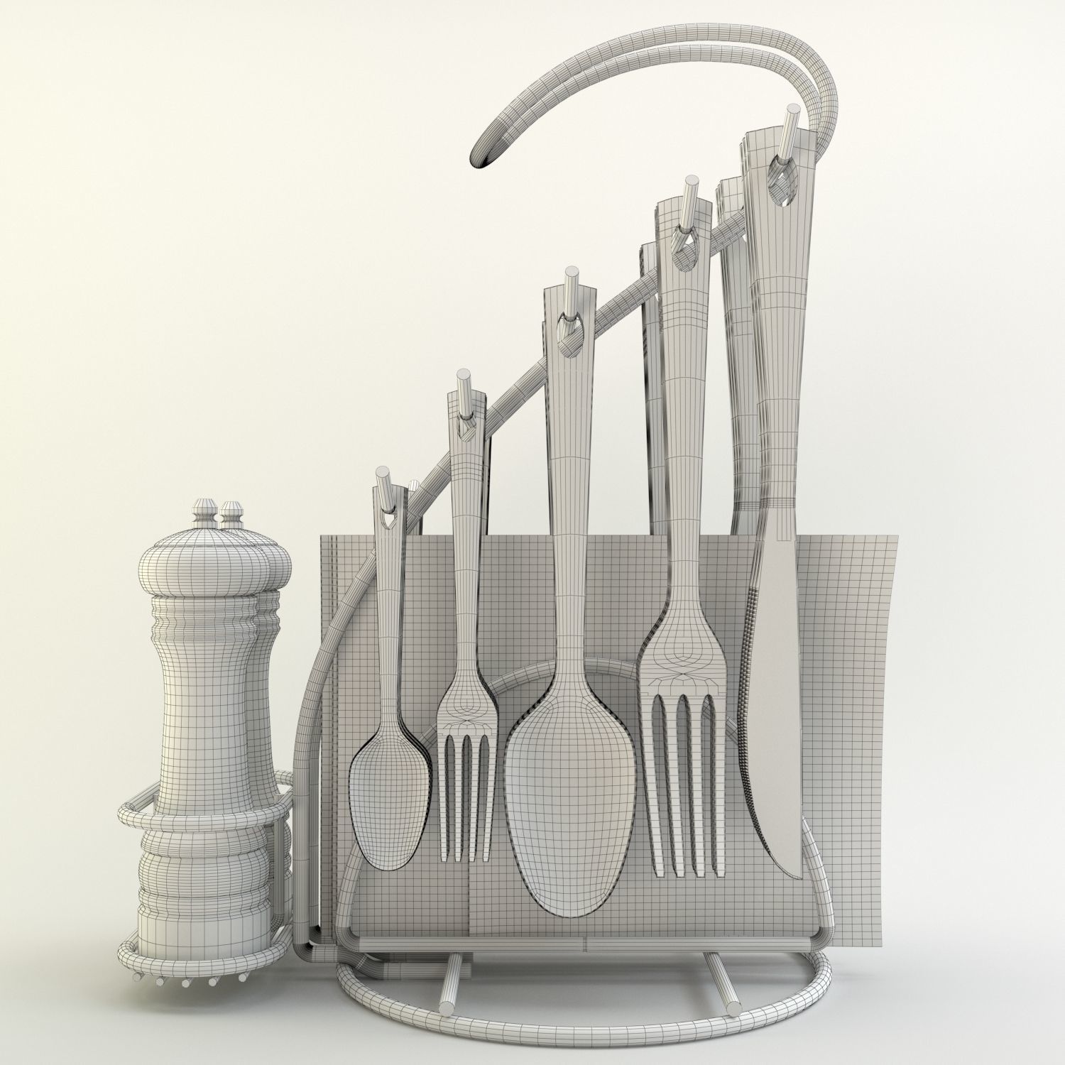 cutlery stand with pepper pot 3D model_18
