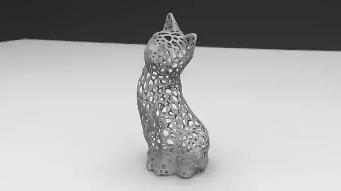 seated cat voronoi 3D print model