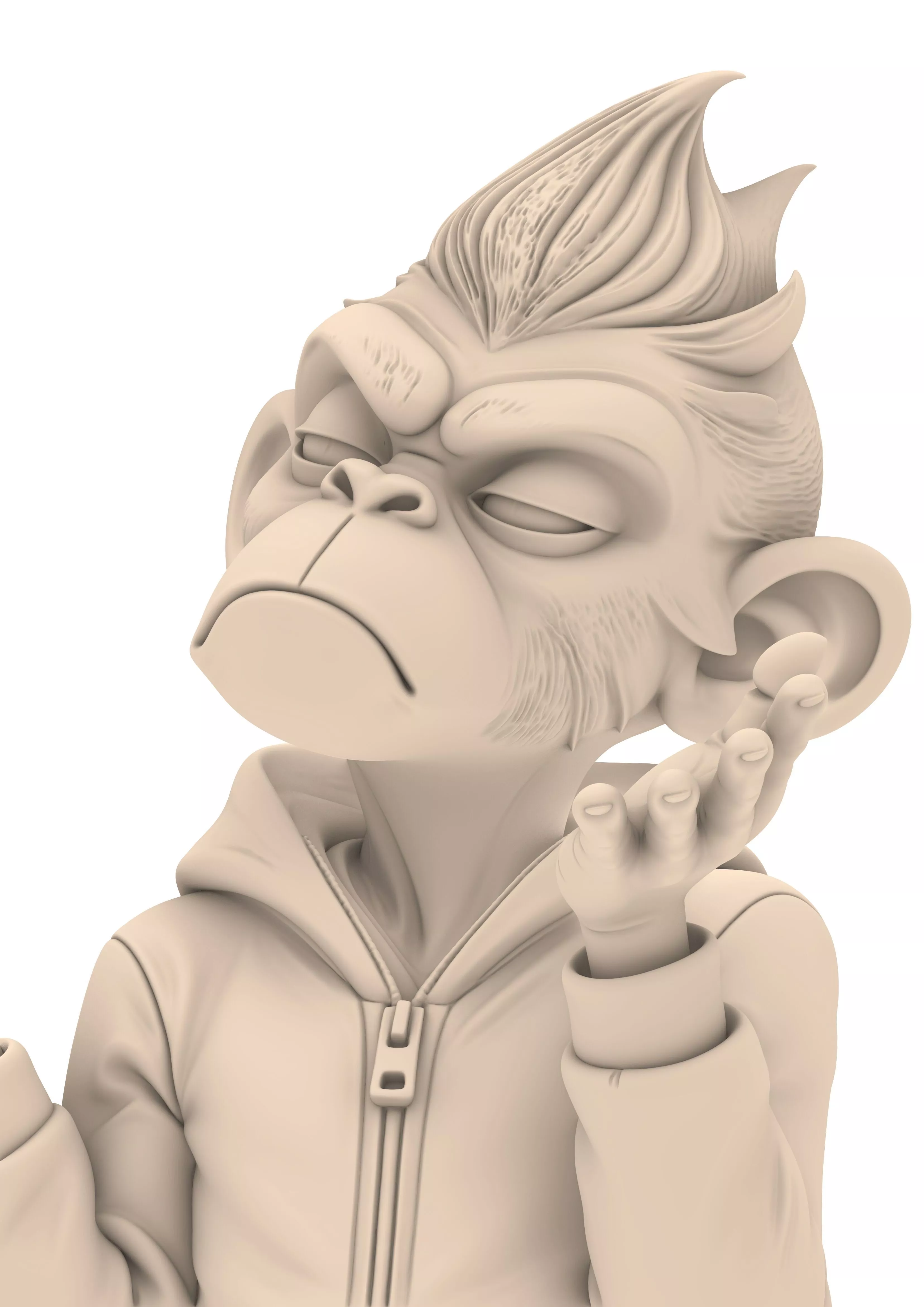 Funny Affe Attitude Monkey Bust Cartoon Sculpture 3D print model