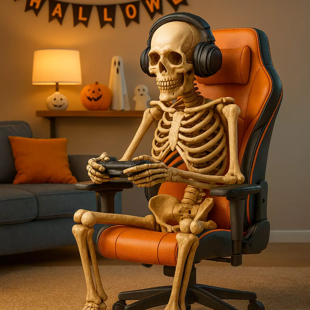 Halloween Gamer Skeleton 3D Model STL OBJ GLB 3d print 3D print model
