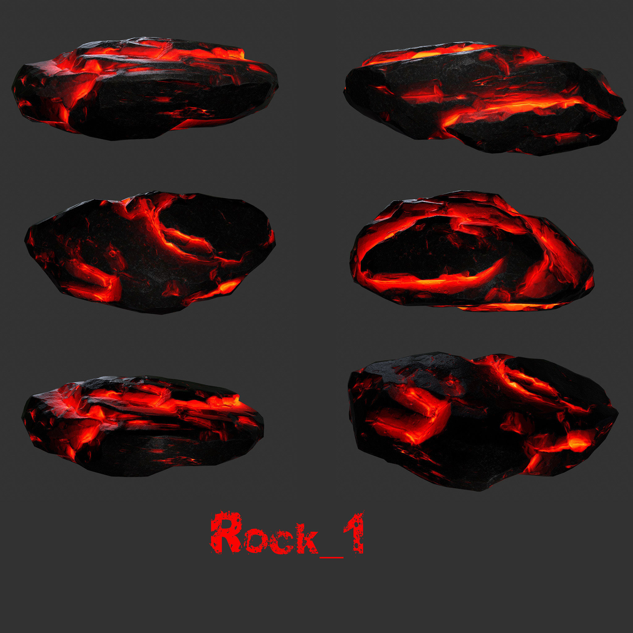 lava rocks 1 Low-poly 3D model_1