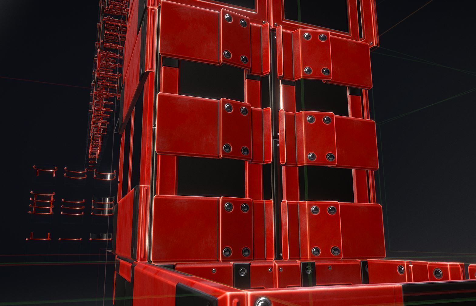 Sci-Fi Ladders and Stairs Package Red Version Low-poly 3D model_9