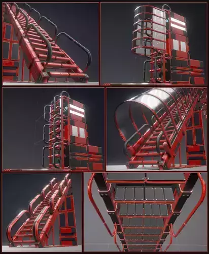Sci-Fi Ladders and Stairs Package Red Version