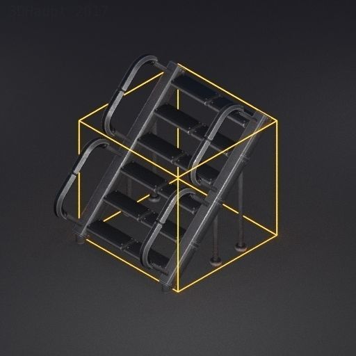 Sci-Fi Ladders and Stairs Package Red Version Low-poly 3D model_115