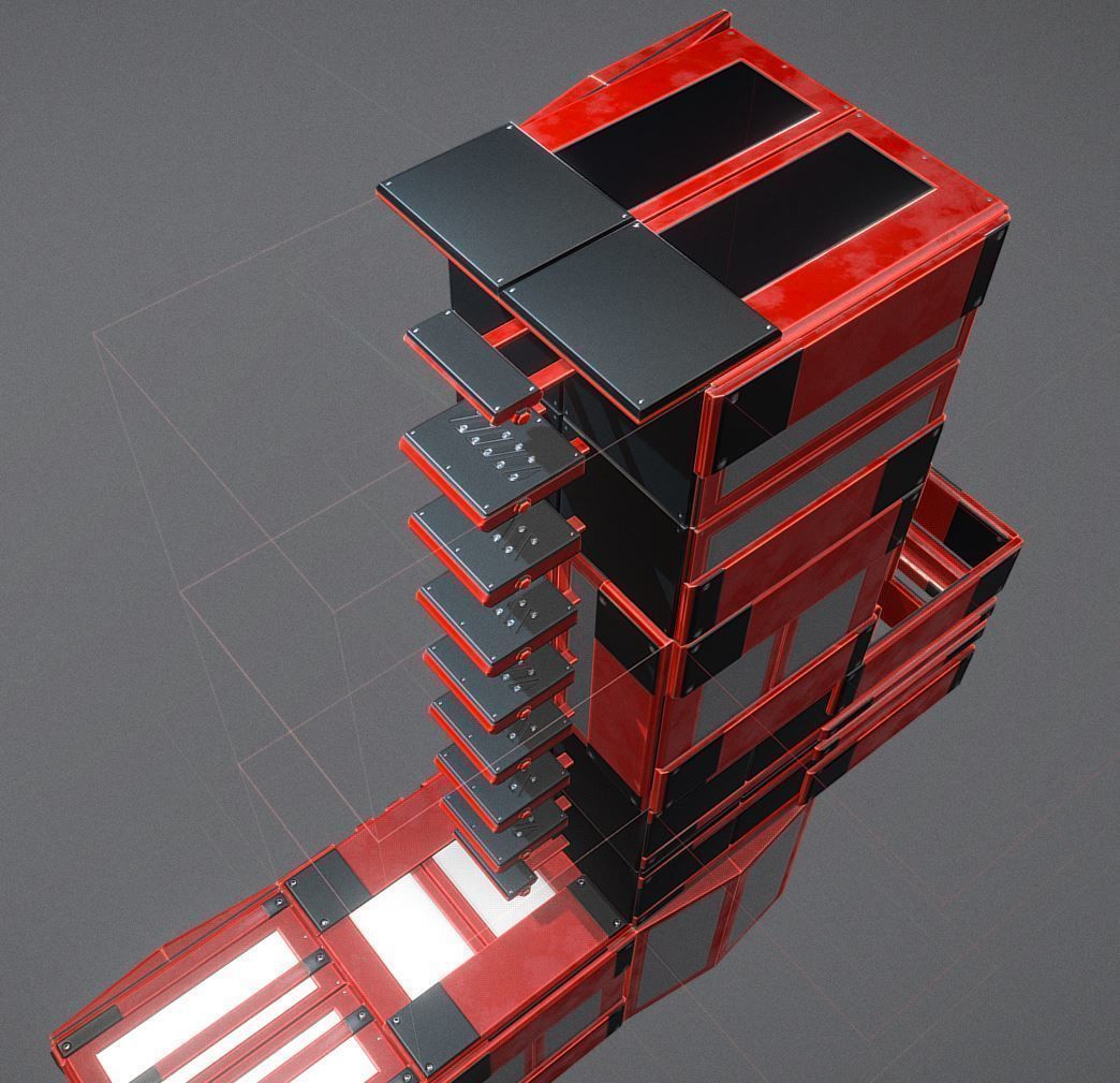Sci-Fi Ladders and Stairs Package Red Version Low-poly 3D model_28