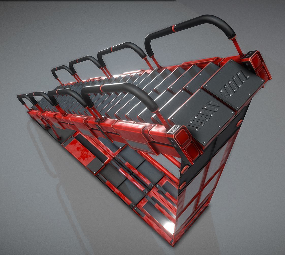 Sci-Fi Ladders and Stairs Package Red Version Low-poly 3D model_8
