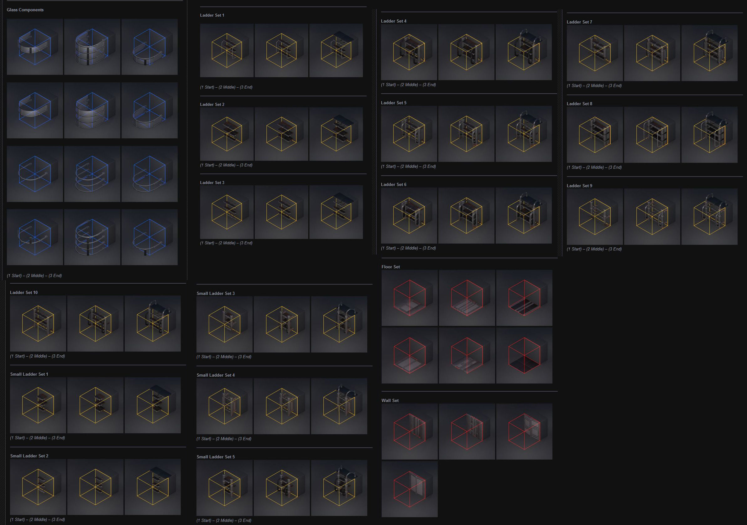 Sci-Fi Ladders and Stairs Package Red Version Low-poly 3D model_29