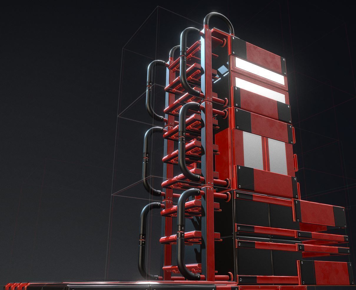 Sci-Fi Ladders and Stairs Package Red Version Low-poly 3D model_13