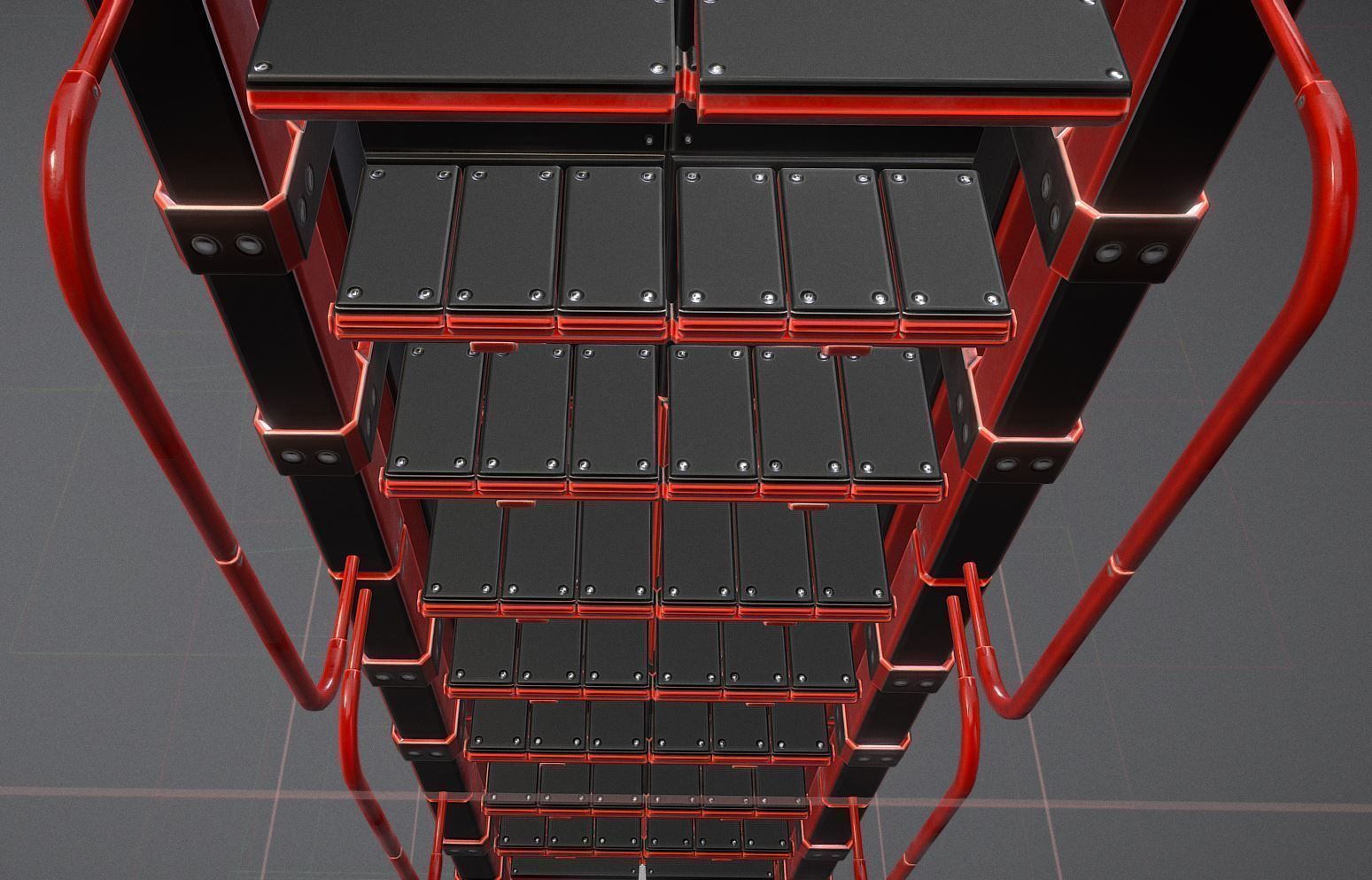 Sci-Fi Ladders and Stairs Package Red Version Low-poly 3D model_10