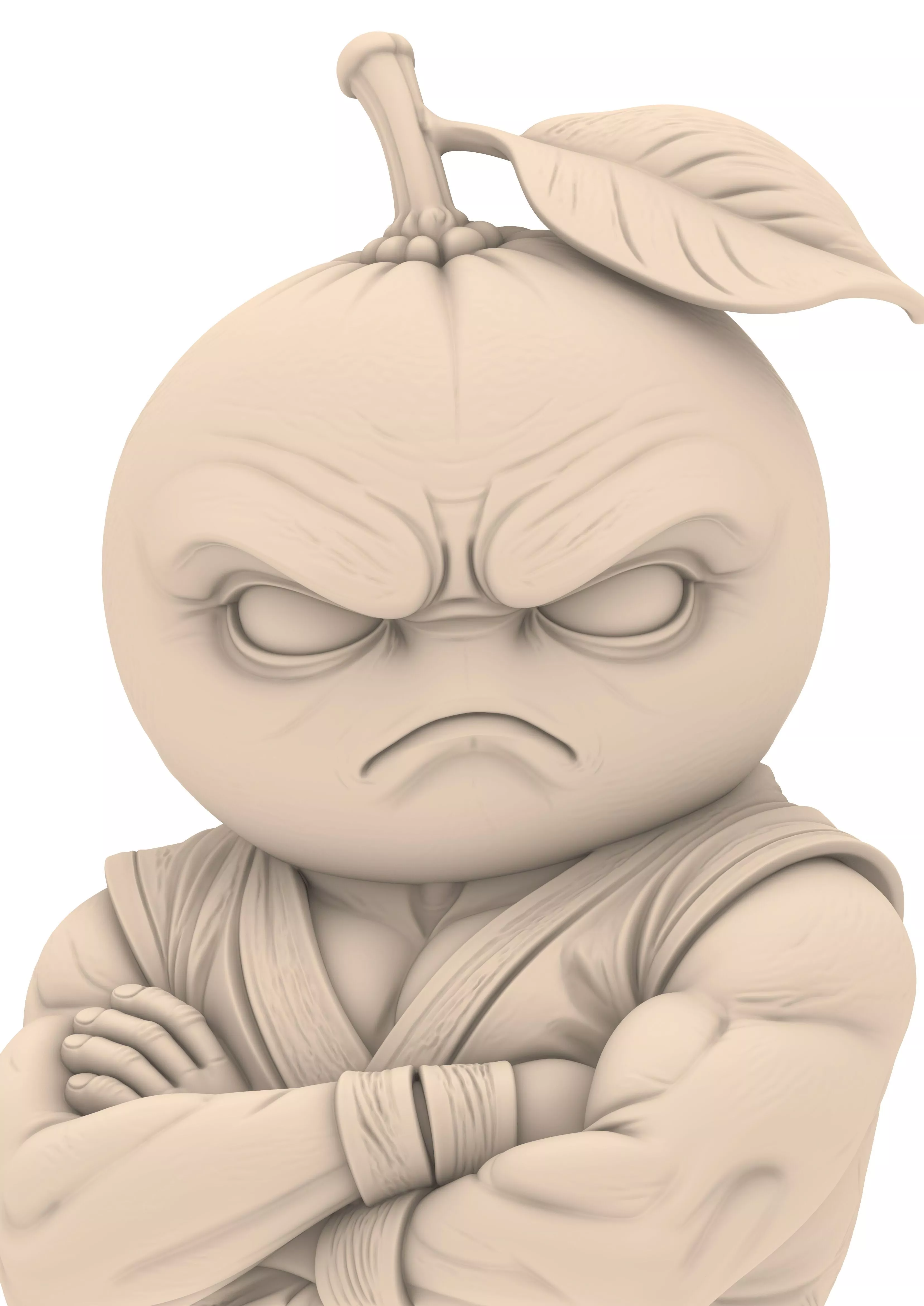 Angry Orange Warrior Bust Cartoon Sculpture 3D print model