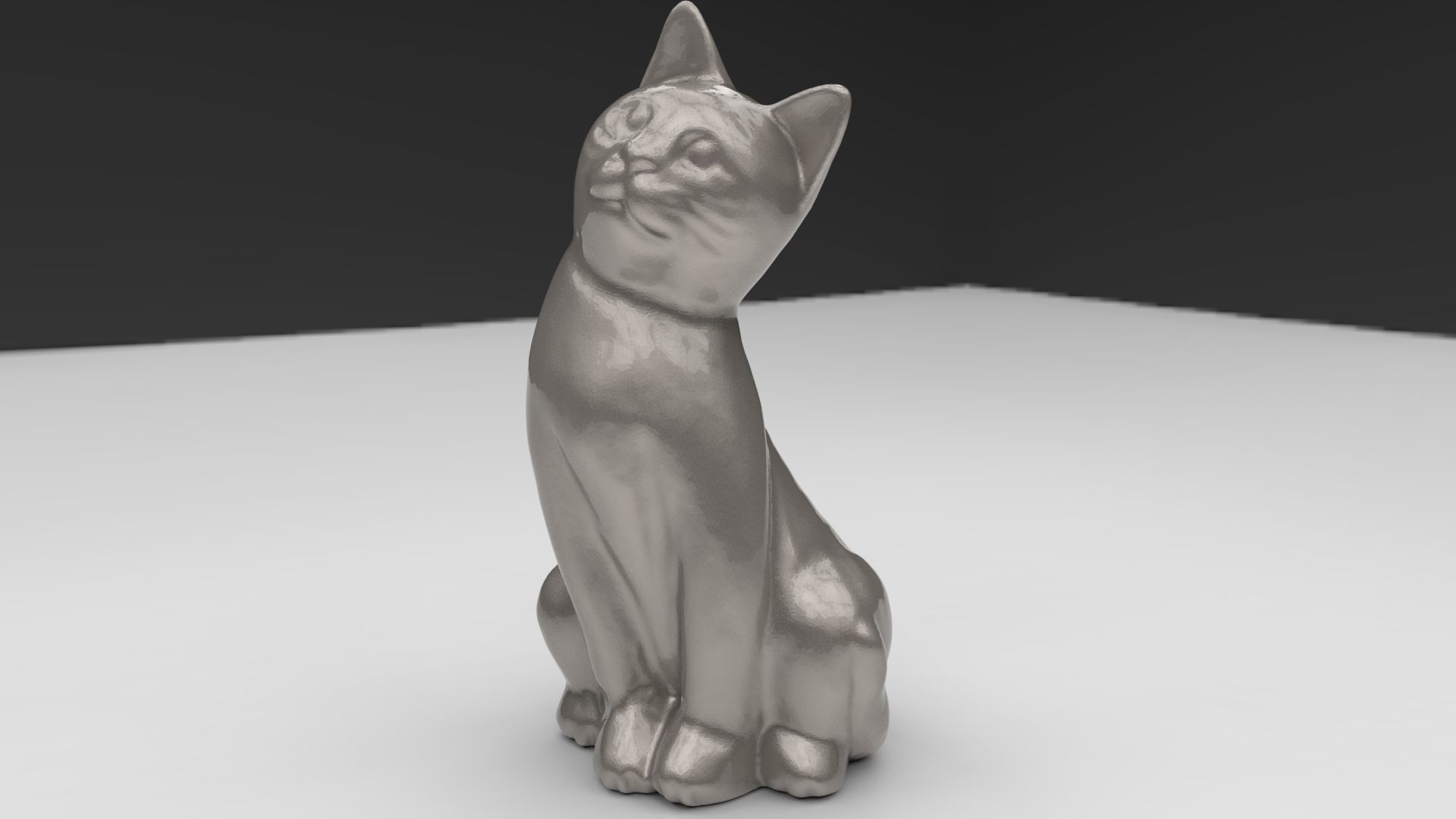 seated cat 3D print model_1