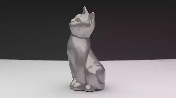 seated cat 3D print model