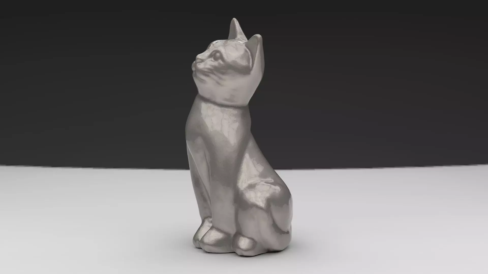 seated cat 3D print model_0