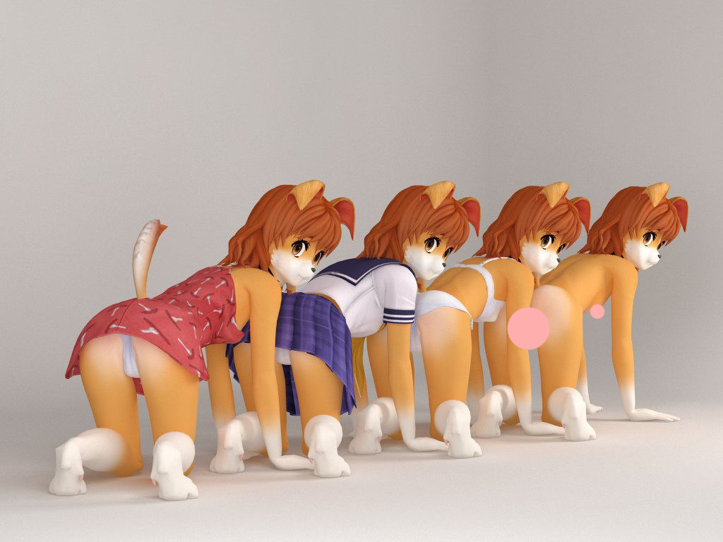 Inuko anime creature pose 02 3D model_4