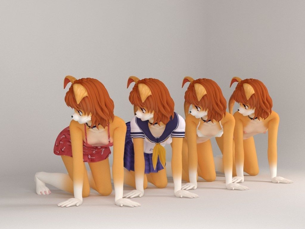 Inuko anime creature pose 02 3D model_6