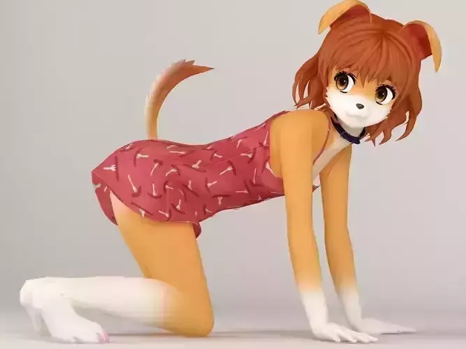 Inuko anime creature pose 02 3D model
